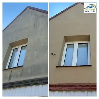 Homlokzat tisztitas elotte es utana